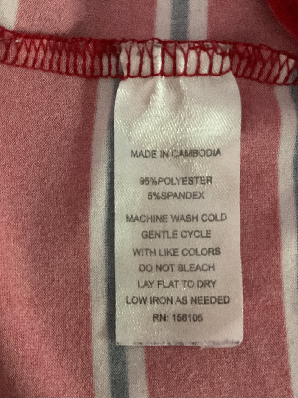 Red Striped Scoop Neck Women's Dress P:22” L:40” - Picture 4 of 4